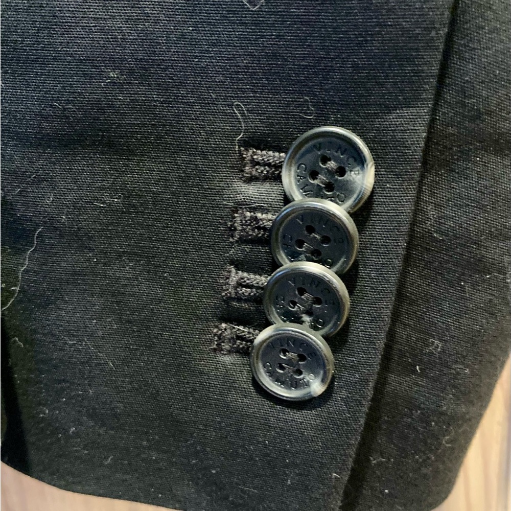 Vince Camuto Black Jacket with Charcoal and Ivory Striped inside fabric - Picture 5 of 7